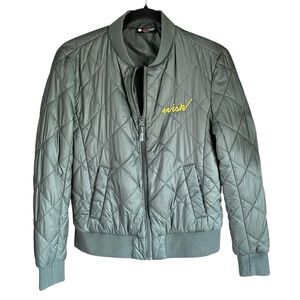 Heatlast Women’s Quilted Packable Bomber Jacket Size Small Olive Green Oversized